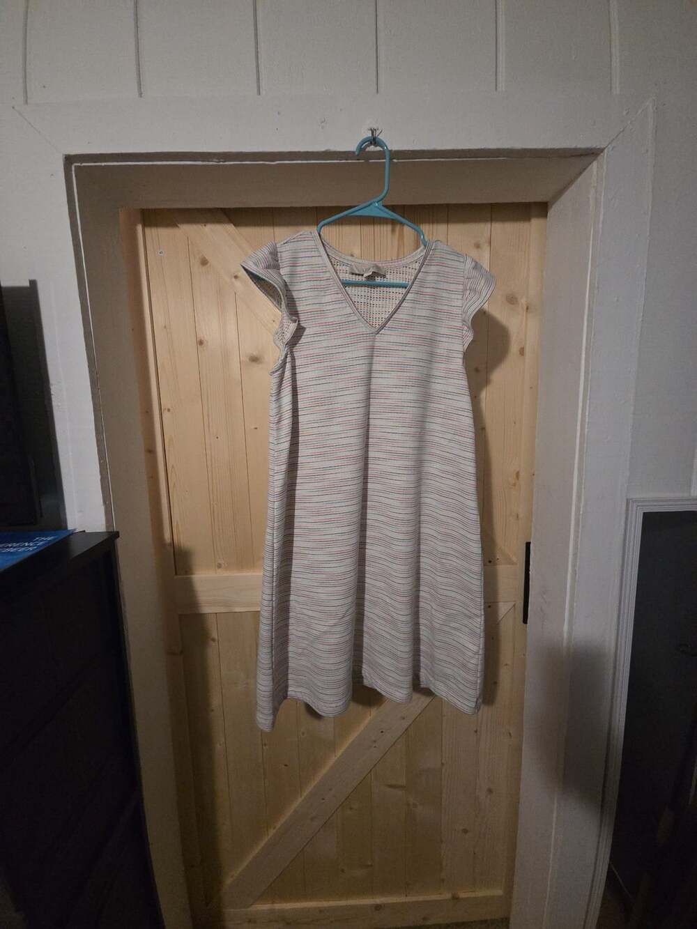 Loft Stripe V-Neck Dress Size S Multicolored